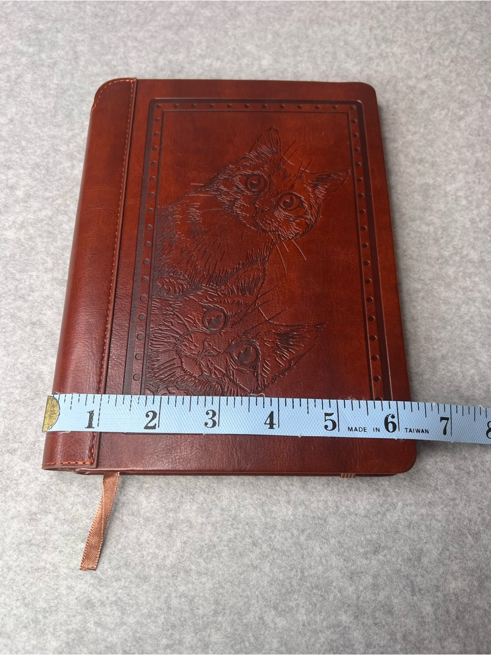 Vegan Leather Hardcover Cat 192 Page Lined Brown Journal - Picture 8 of 10